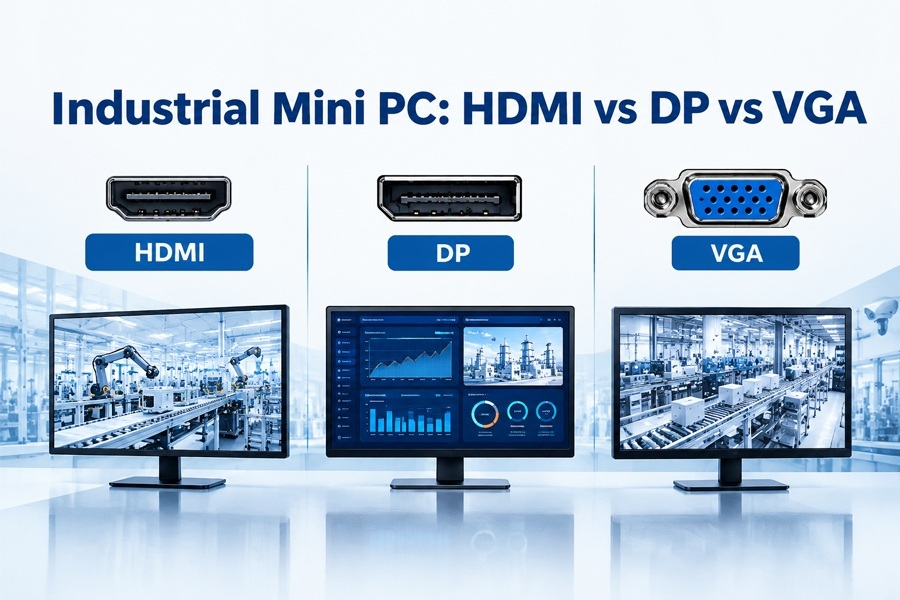 Ultimi blog aziendali su Mini PC industriali: HD-MI vs DP vs VGA ¢ Confronto dell'interfaccia display per il monitoraggio industriale multi-schermo