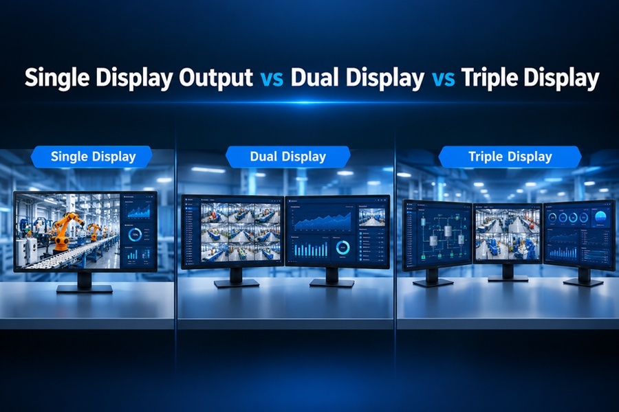 Ultimi blog aziendali su Single Display Output vs Dual Display vs Triple Display: Comparison of Multi screen Output Capability of Industrial PCs