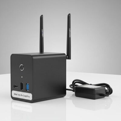 Mini PC 300M Wifi con Doppie Antenne, Grafica Integrata Intel Iris Xe e Adattatore 12V 2.4A per Reti Wireless